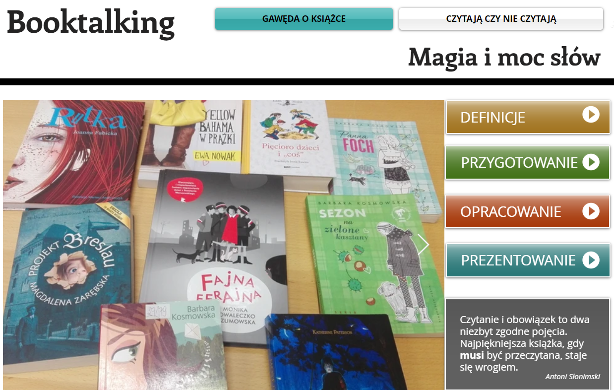 Booktalking: materiały edukacyjne